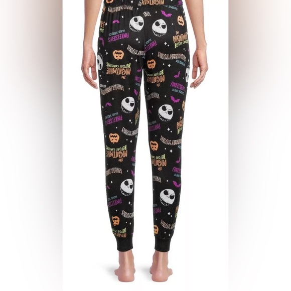 NWT Nightmare Before Christmas Allover Print Black Jogger Sleep Lounge Pants - Picture 3 of 7
